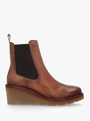 Audyn Tan Leather Wedge Ankle Boots