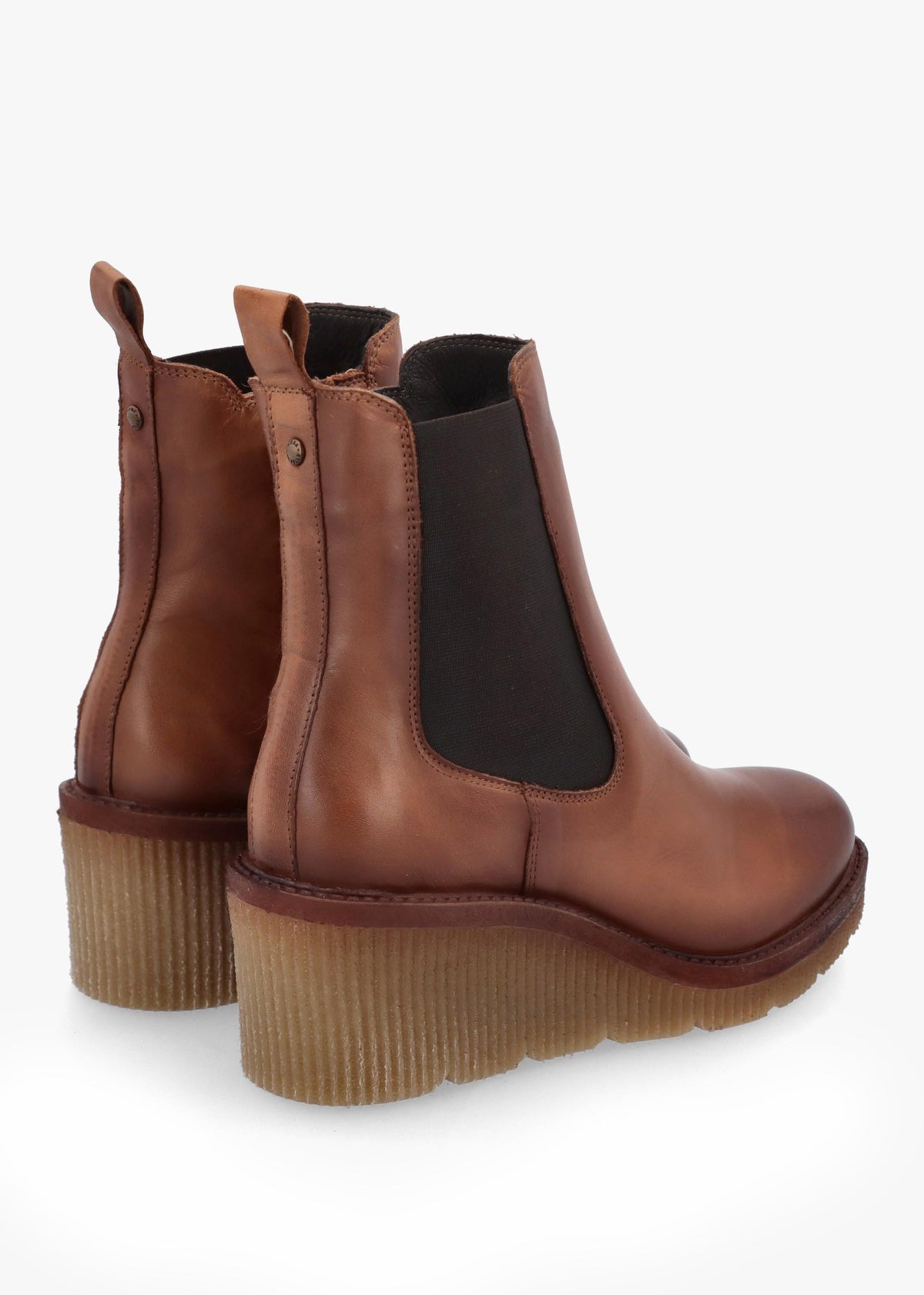 Audyn Tan Leather Wedge Ankle Boots