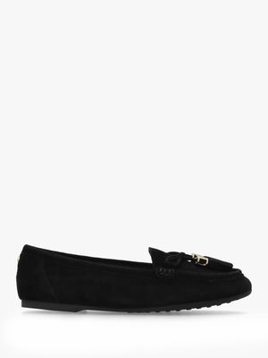 Famina Black Suede Tassel Loafers
