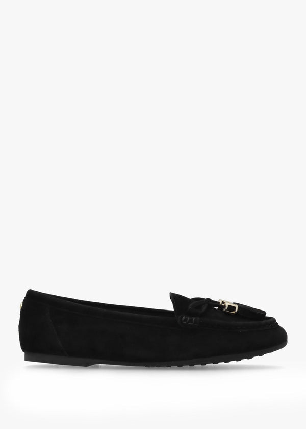 Famina Black Suede Tassel Loafers