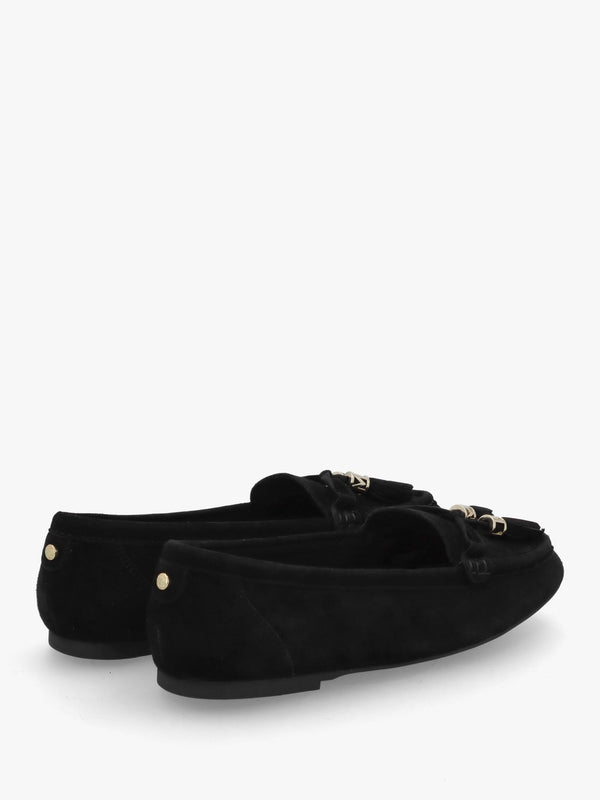 Famina Black Suede Tassel Loafers