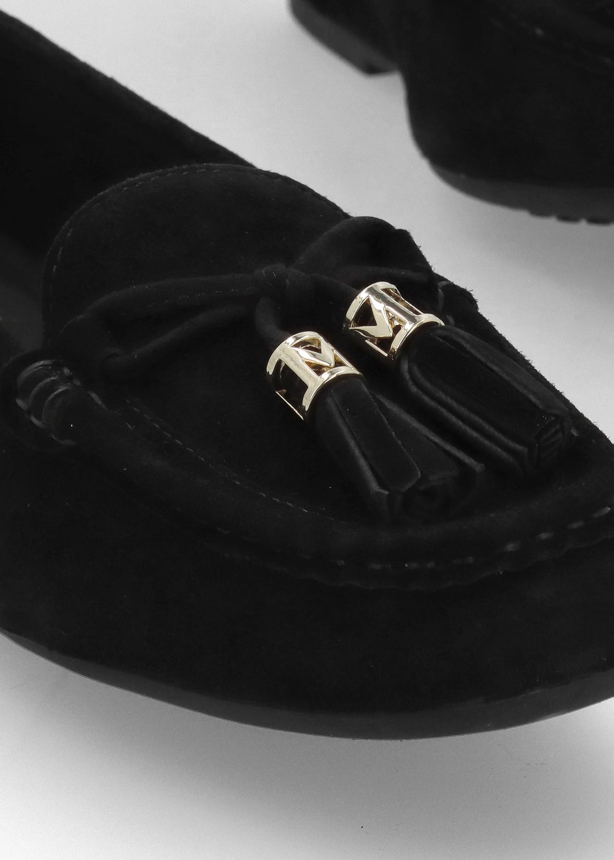 Famina Black Suede Tassel Loafers