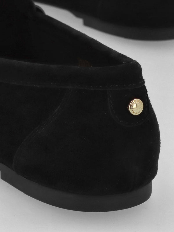Famina Black Suede Tassel Loafers