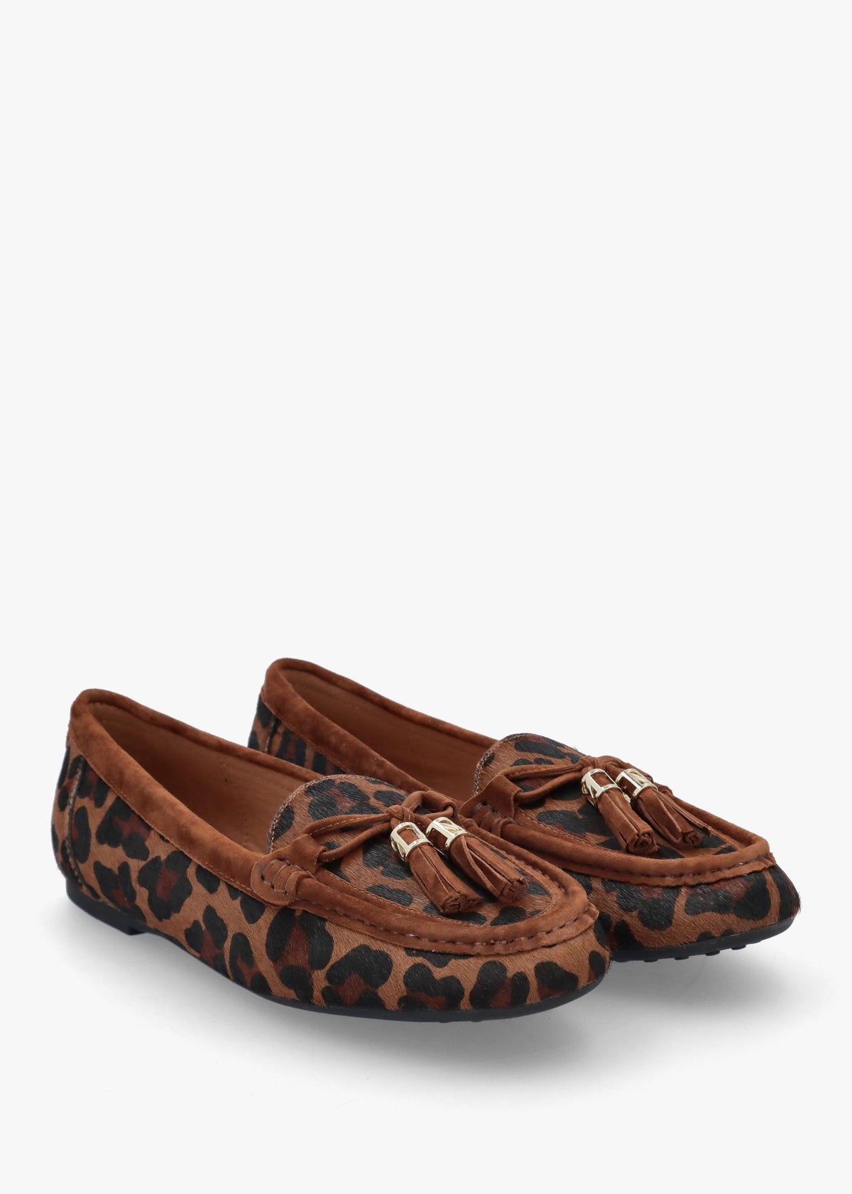 Famina Leopard Calf Hair Tassel Loafers