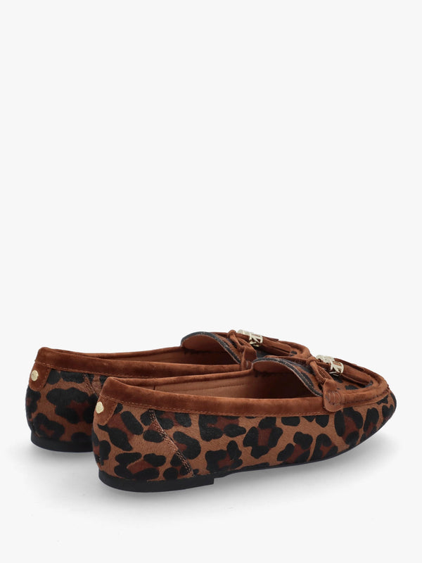 Famina Leopard Calf Hair Tassel Loafers