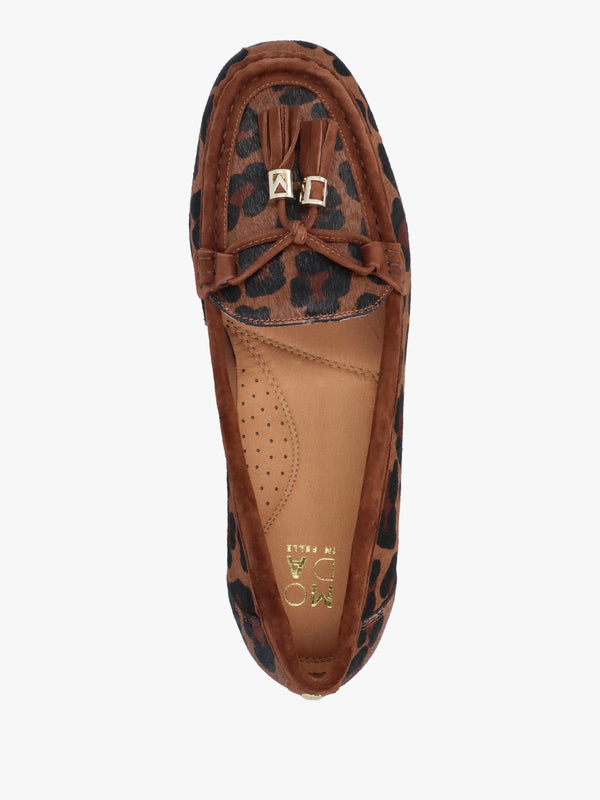 Famina Leopard Calf Hair Tassel Loafers