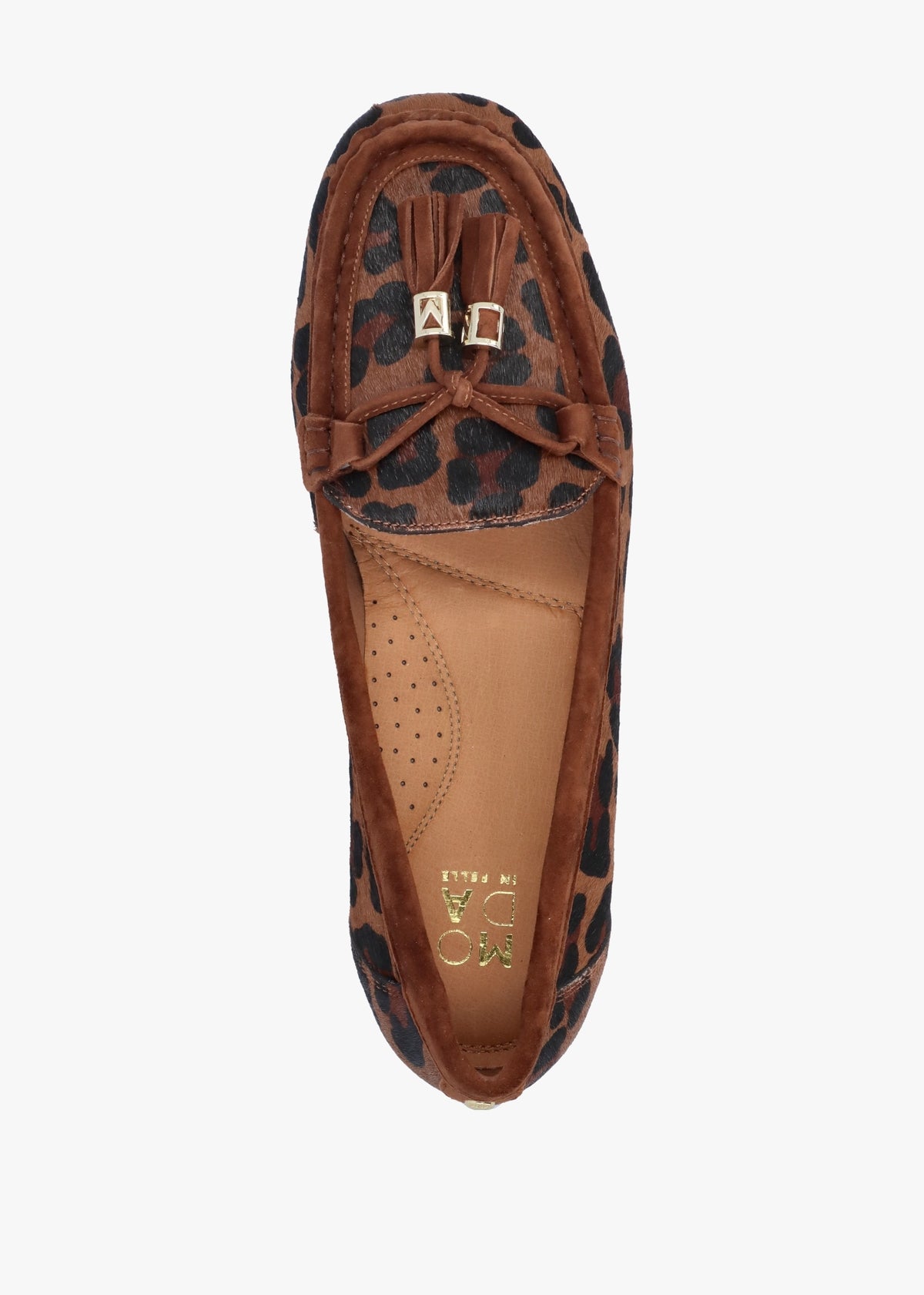 Famina Leopard Calf Hair Tassel Loafers