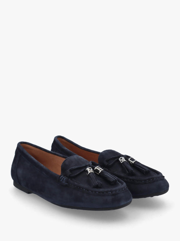 Famina Navy Suede Tassel Loafers