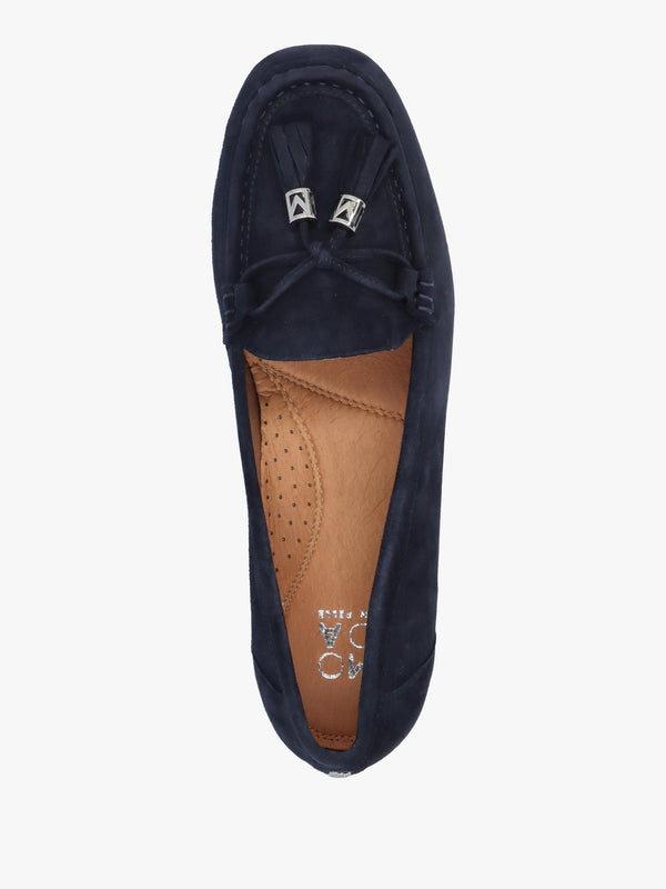 Famina Navy Suede Tassel Loafers
