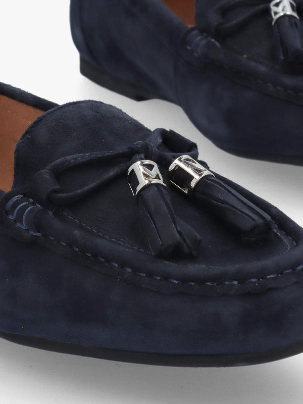 Famina Navy Suede Tassel Loafers