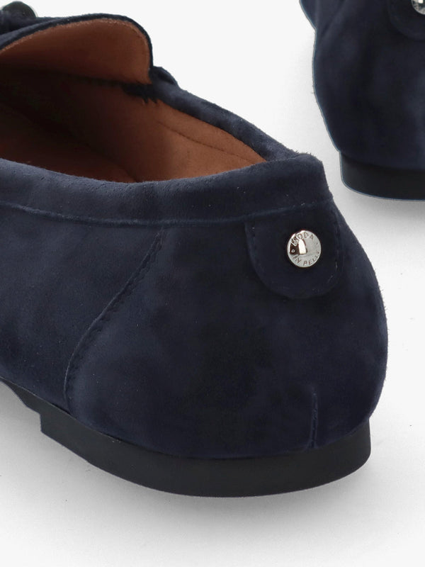 Famina Navy Suede Tassel Loafers