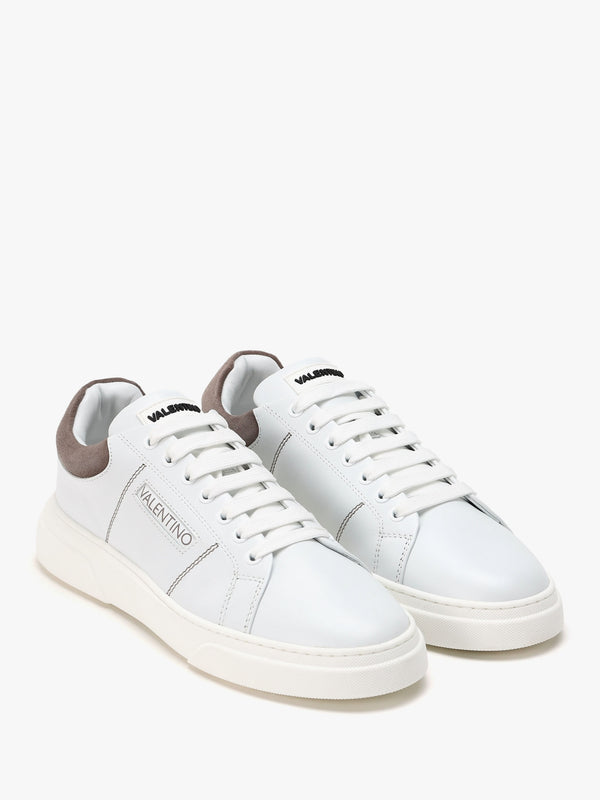 Men's Stunny White Smoke Grey Leather Trainers