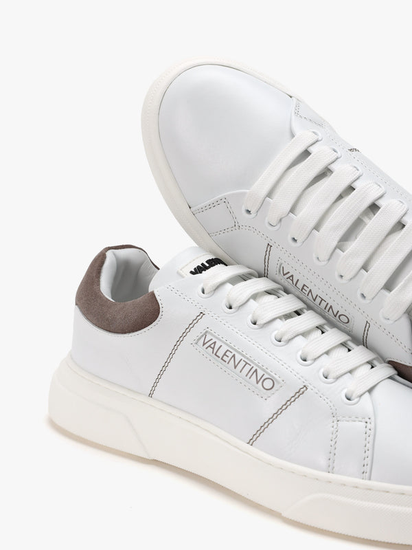 Men's Stunny White Smoke Grey Leather Trainers