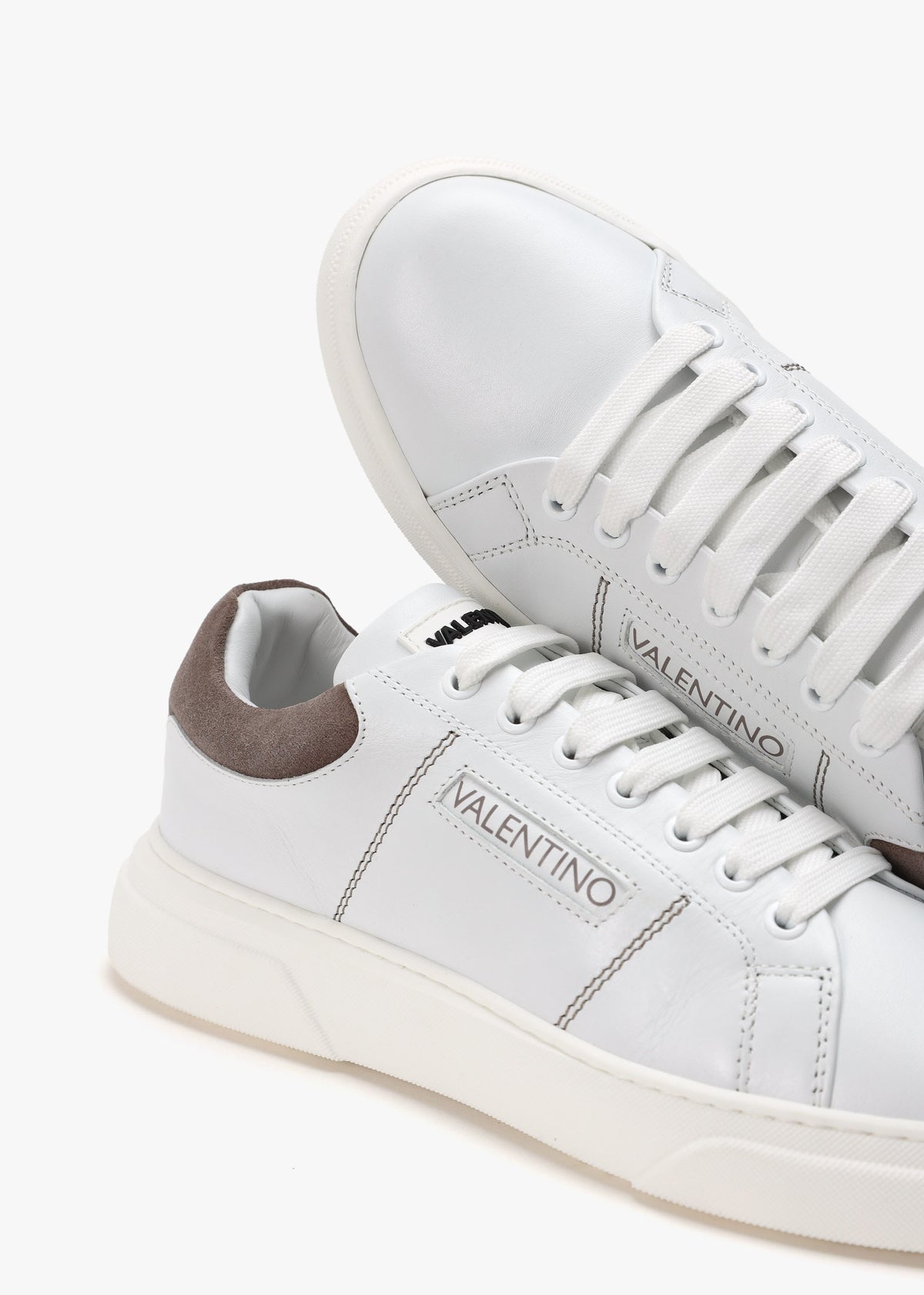 Men's Stunny White Smoke Grey Leather Trainers