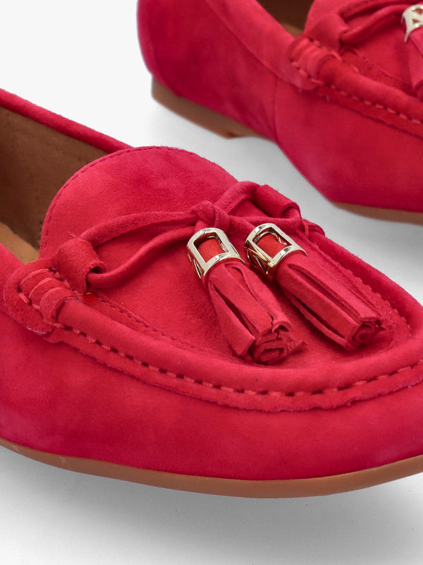 Famina Red Suede Tassel Loafers