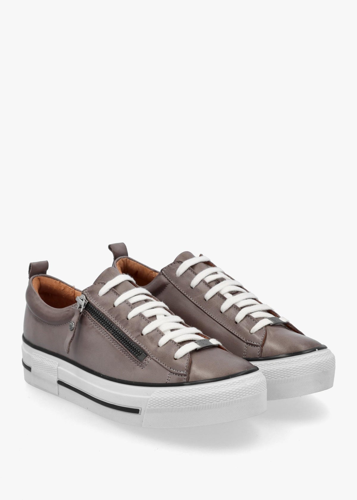 Filician Grey Leather Side Zip Trainers