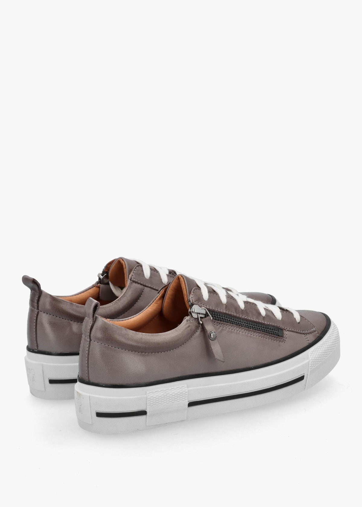 Filician Grey Leather Side Zip Trainers