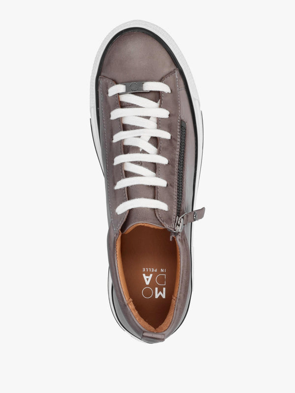 Filician Grey Leather Side Zip Trainers