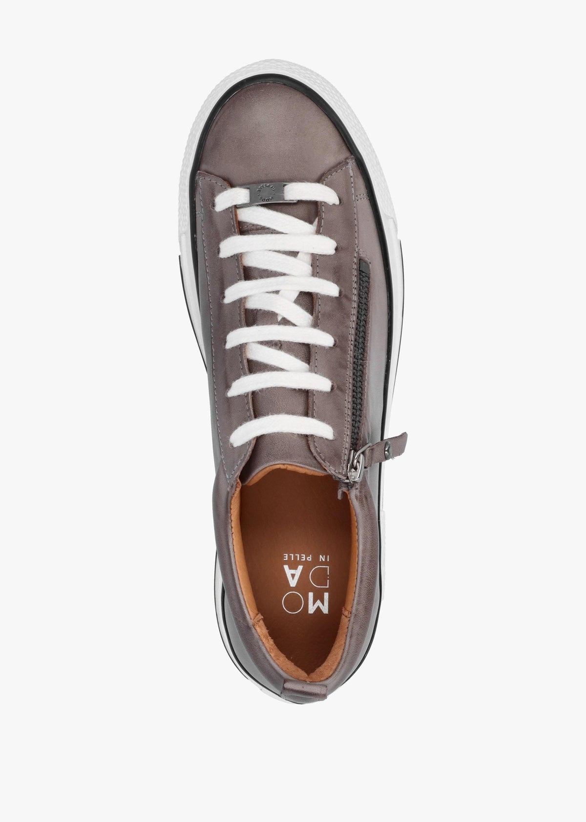 Filician Grey Leather Side Zip Trainers