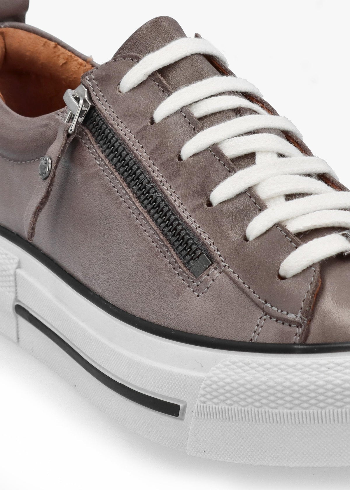 Filician Grey Leather Side Zip Trainers