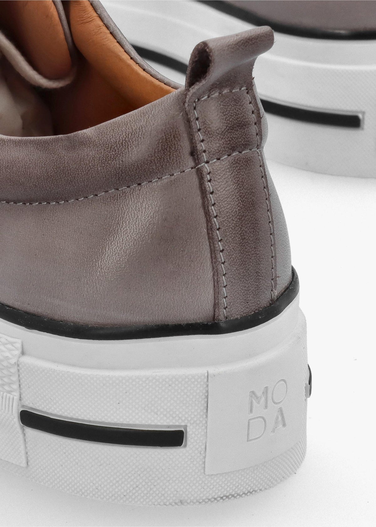 Filician Grey Leather Side Zip Trainers