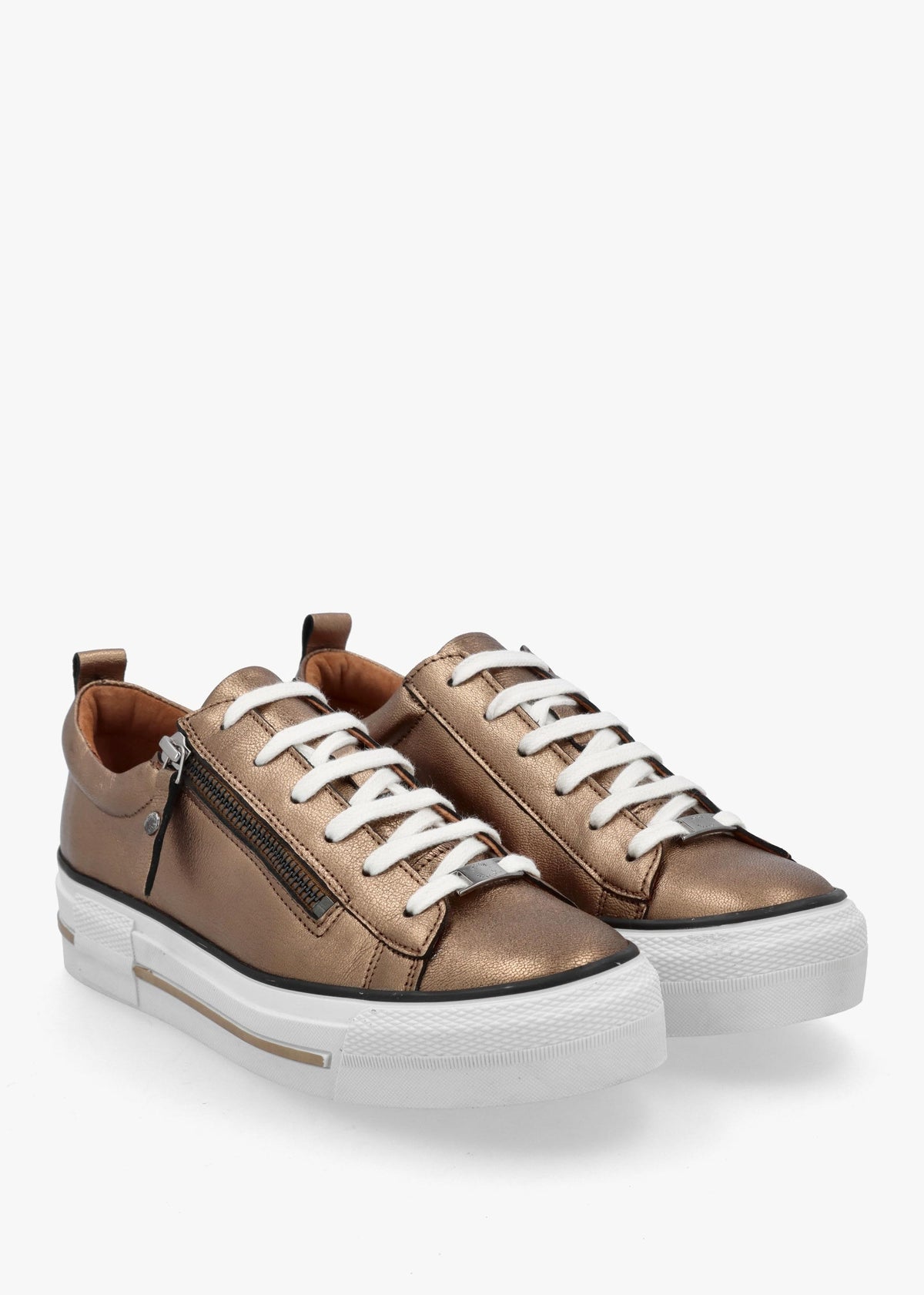 Filician Gold Leather Side Zip Trainers