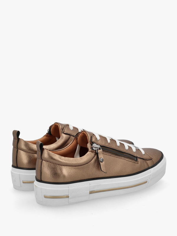 Filician Gold Leather Side Zip Trainers
