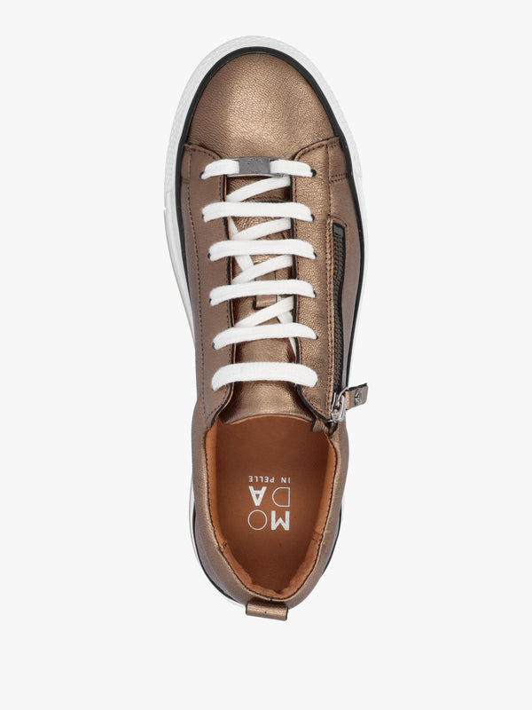 Filician Gold Leather Side Zip Trainers