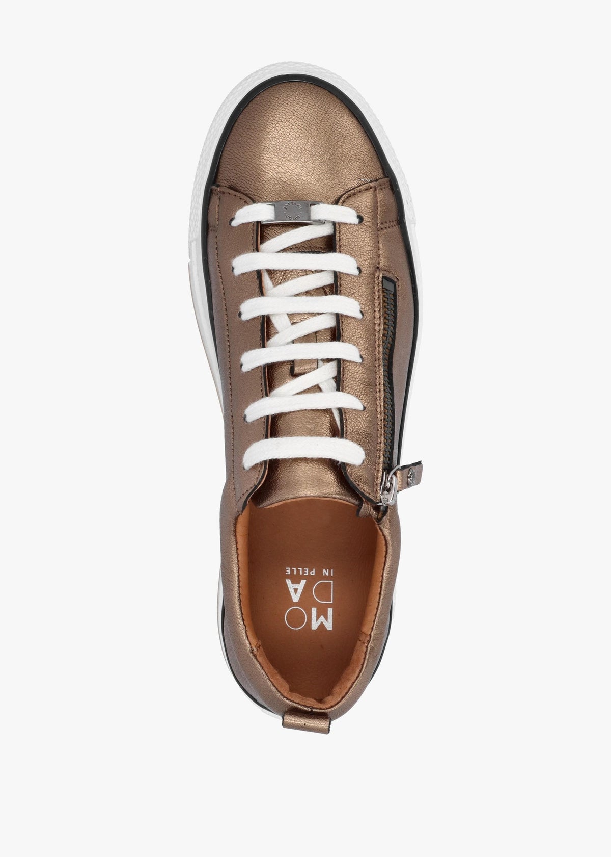 Filician Gold Leather Side Zip Trainers