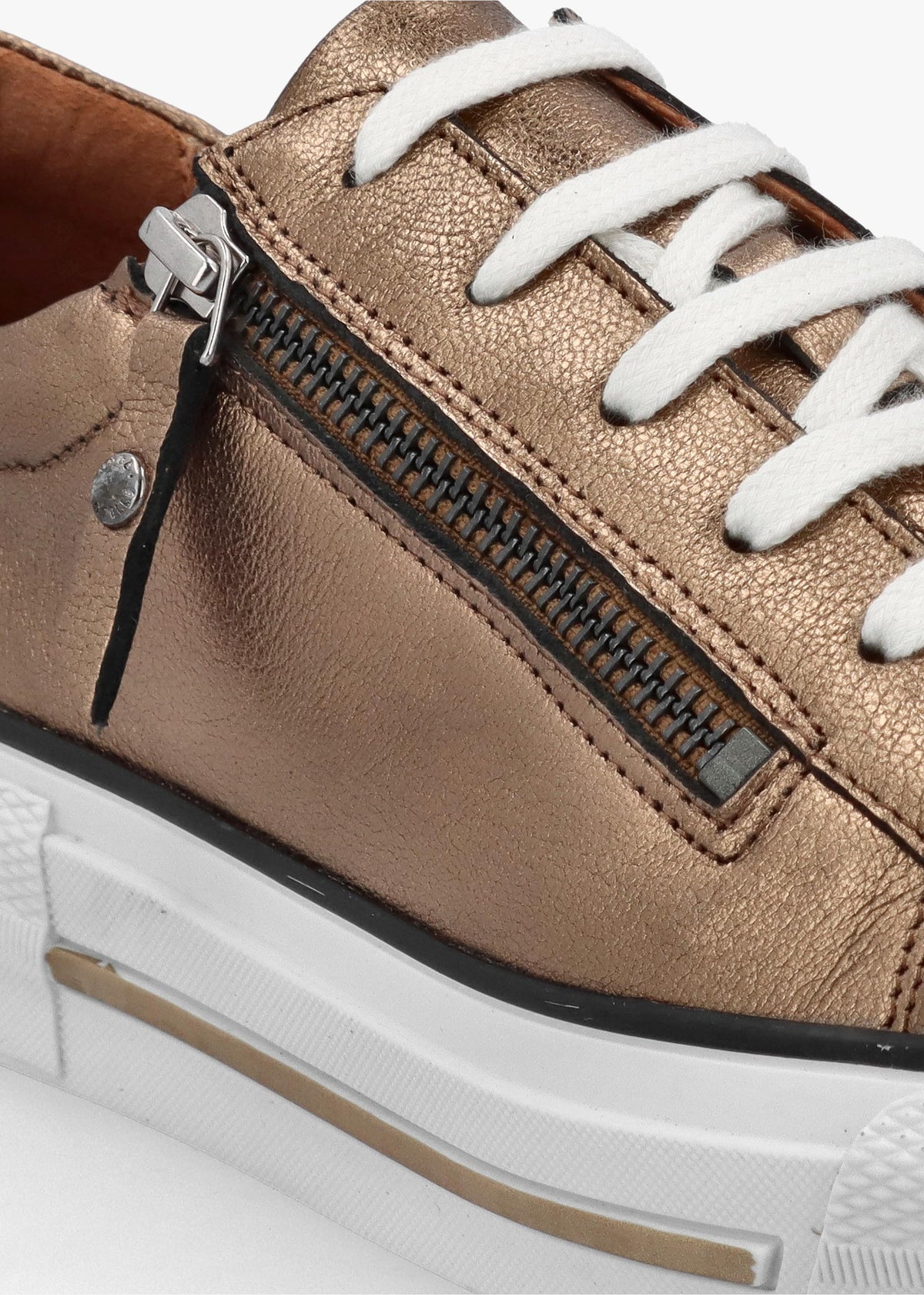 Filician Gold Leather Side Zip Trainers