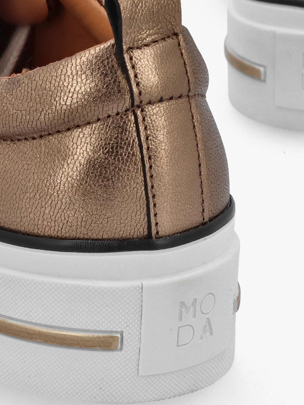 Filician Gold Leather Side Zip Trainers