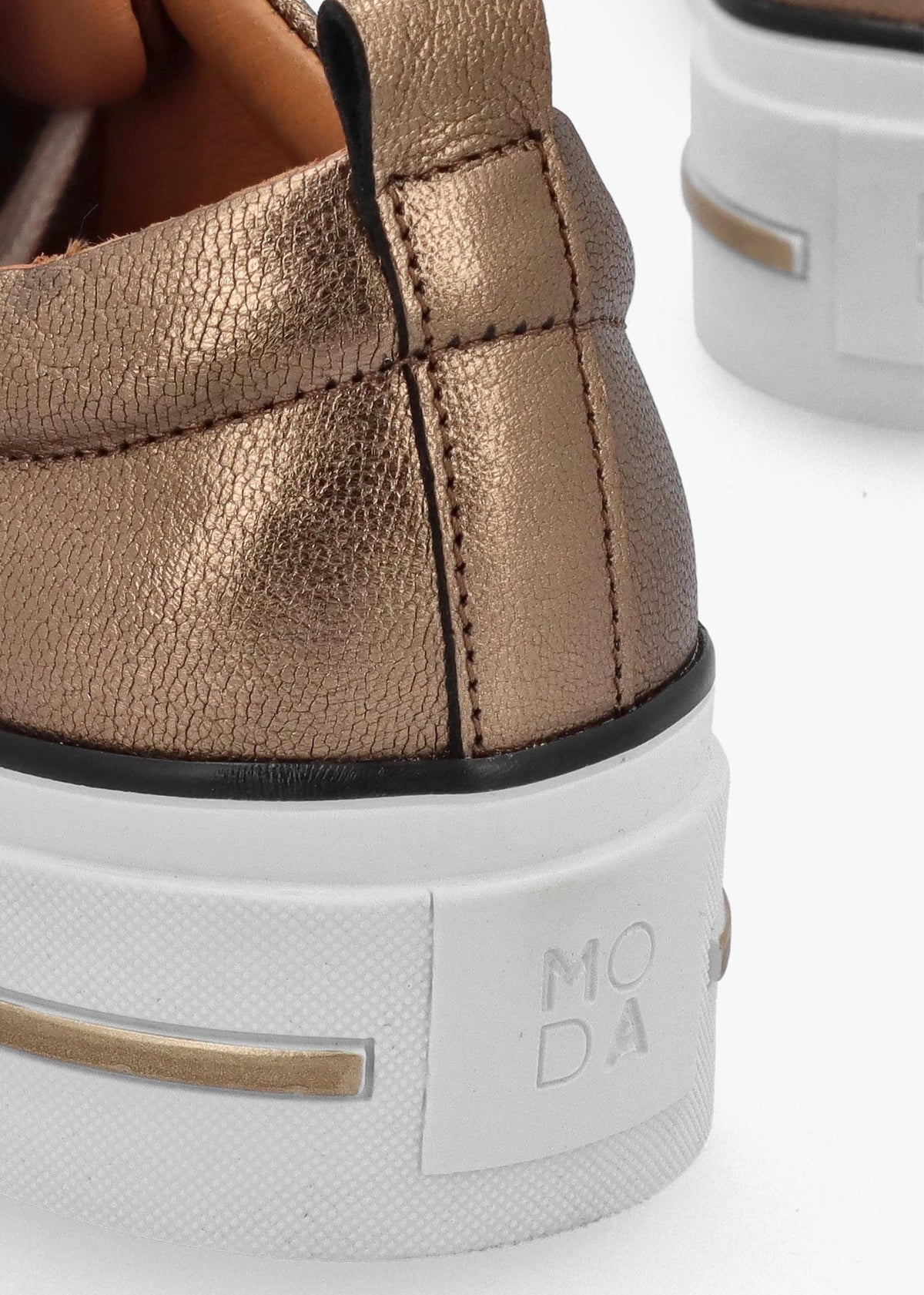 Filician Gold Leather Side Zip Trainers