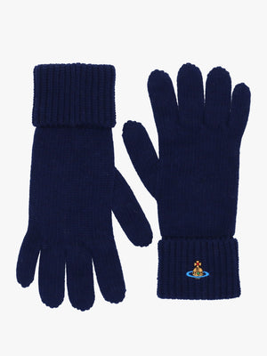 Unisex Sporty Navy Blue Wool Gloves