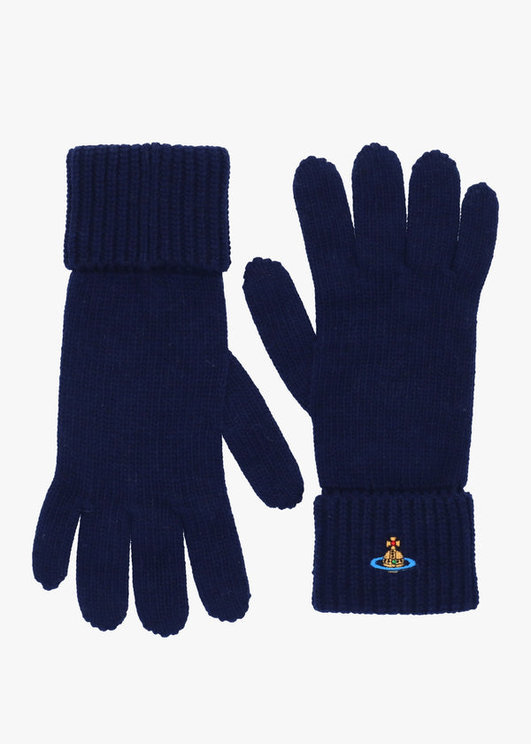 Unisex Sporty Navy Blue Wool Gloves