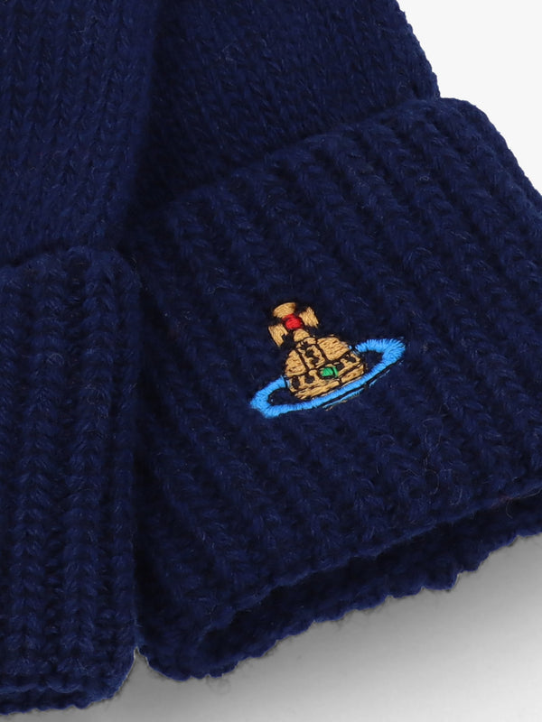 Unisex Sporty Navy Blue Wool Gloves