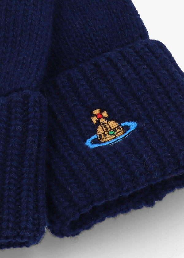 Unisex Sporty Navy Blue Wool Gloves