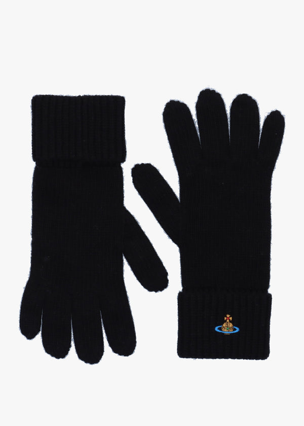 Unisex Sporty Black Wool Gloves