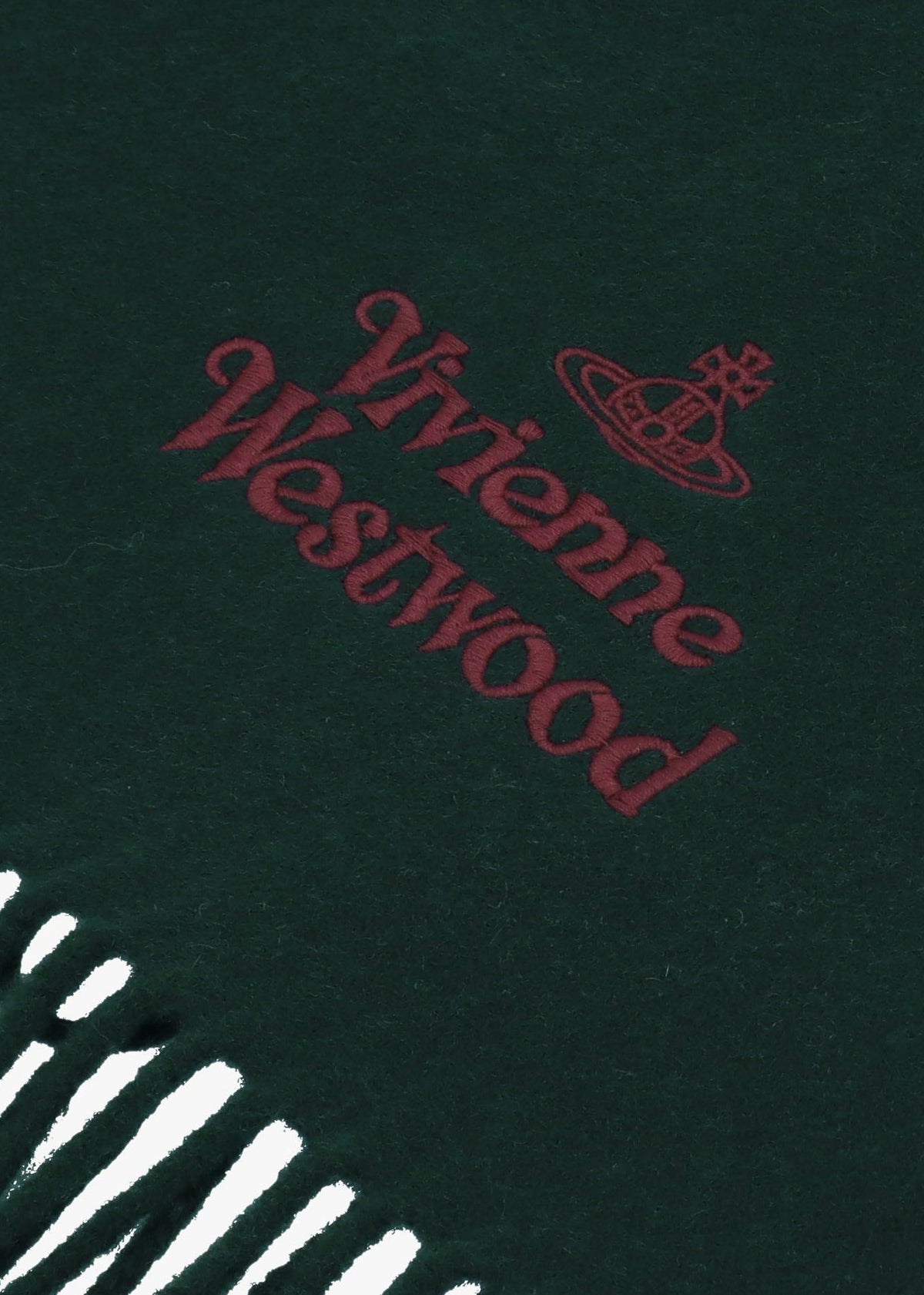 Unisex Embroidered Dark Green Wool Scarf