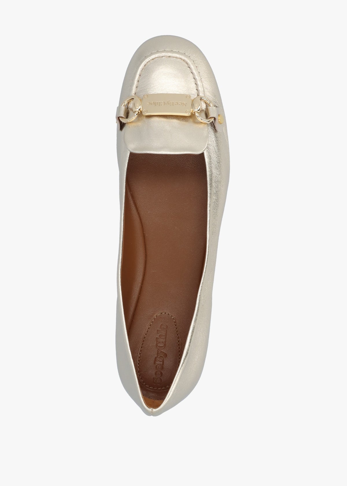 Signature Light Gold Leather Ballet Pumps