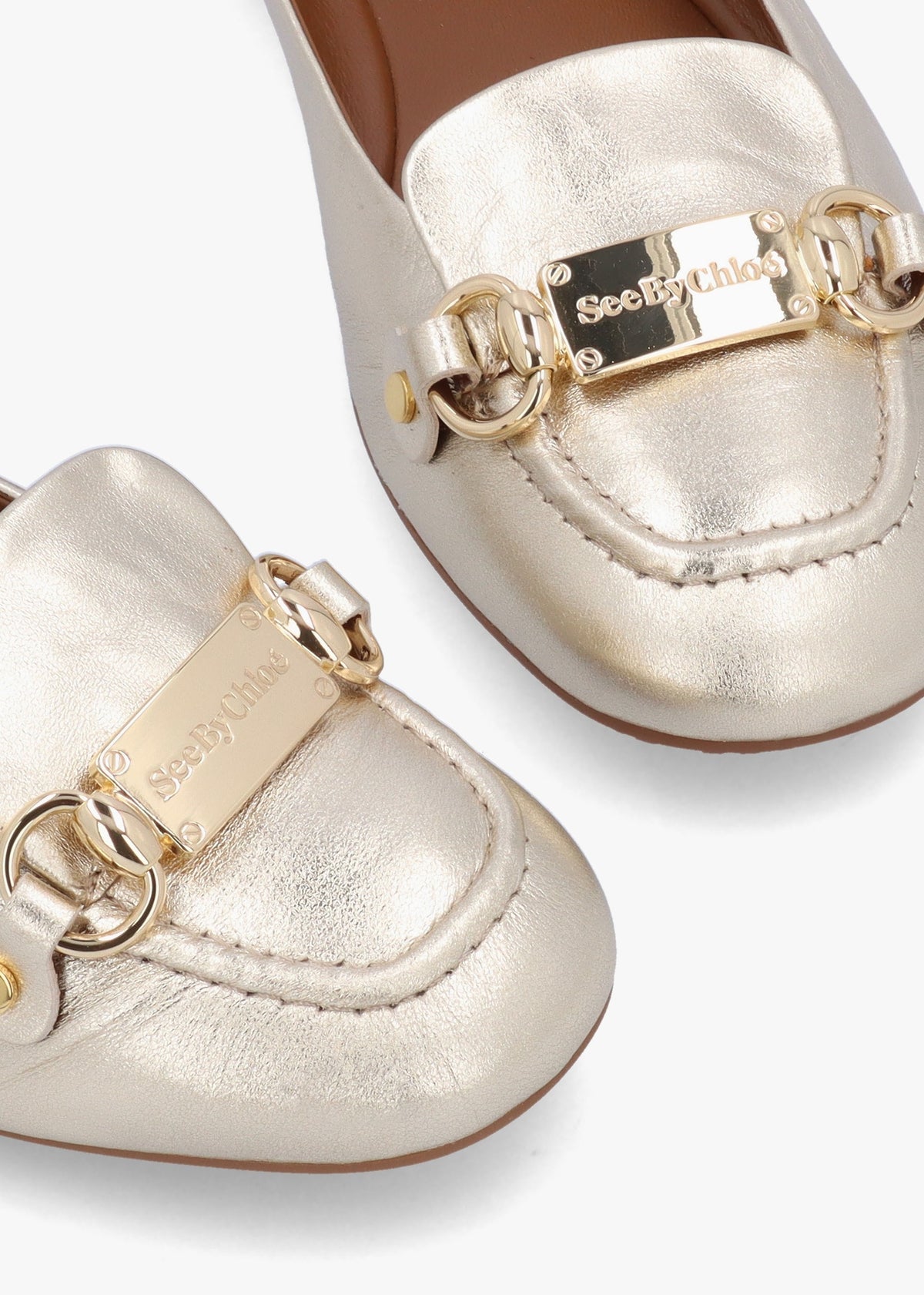 Signature Light Gold Leather Ballet Pumps