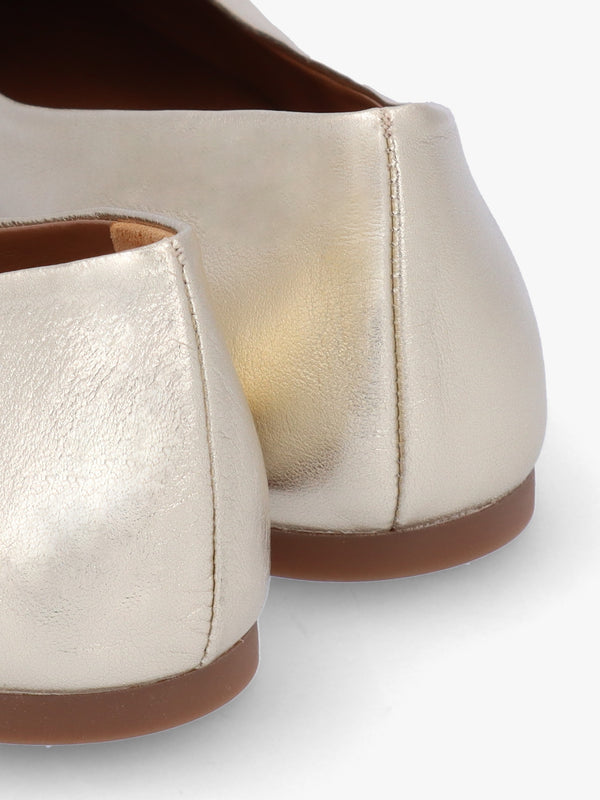 Signature Light Gold Leather Ballet Pumps