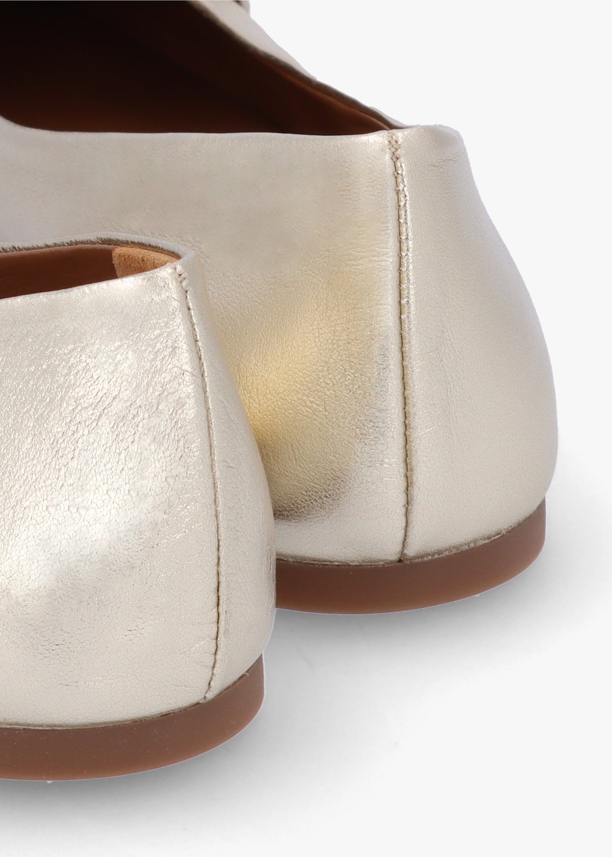 Signature Light Gold Leather Ballet Pumps