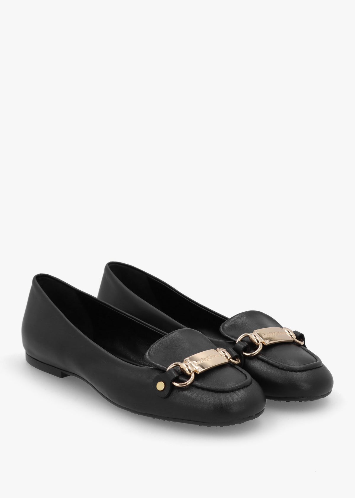 Signature Black Leather Ballet Pumps
