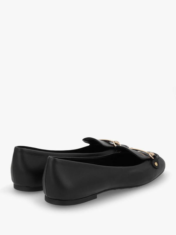 Signature Black Leather Ballet Pumps