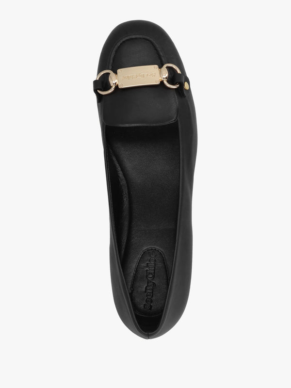 Signature Black Leather Ballet Pumps