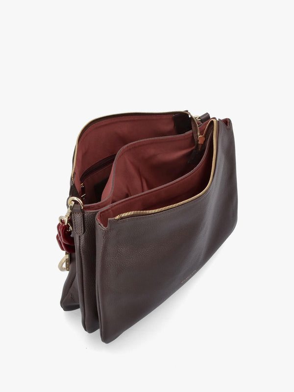 Brown Leather Chunky Chain Strap Shoulder Bag