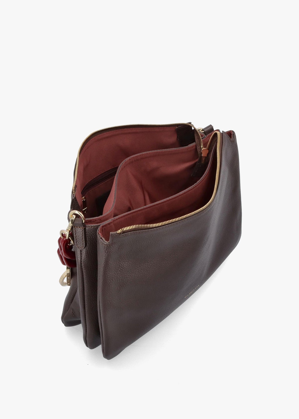 Brown Leather Chunky Chain Strap Shoulder Bag