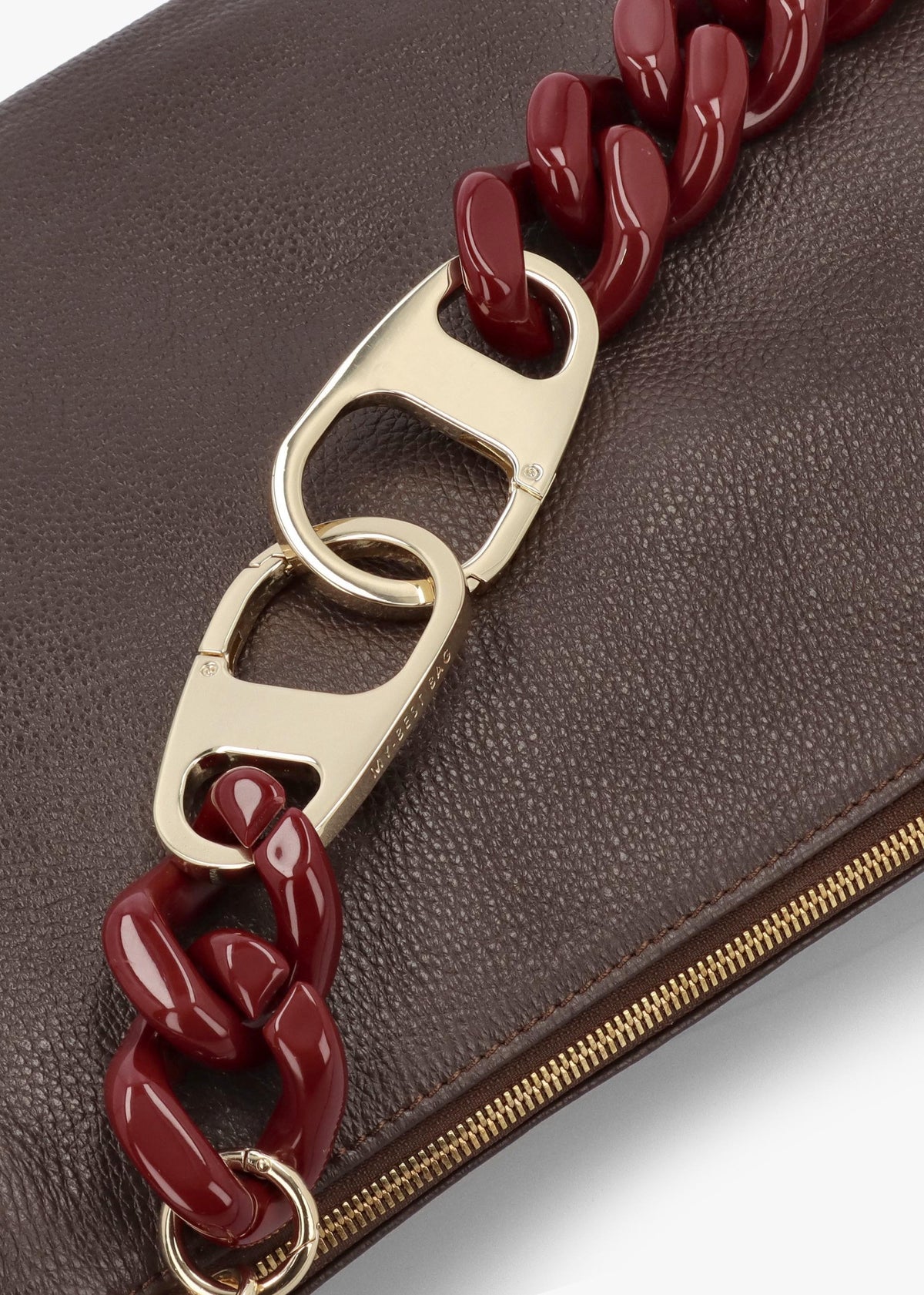 Brown Leather Chunky Chain Strap Shoulder Bag