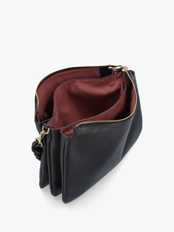 Black Leather Chunky Chain Strap Shoulder Bag