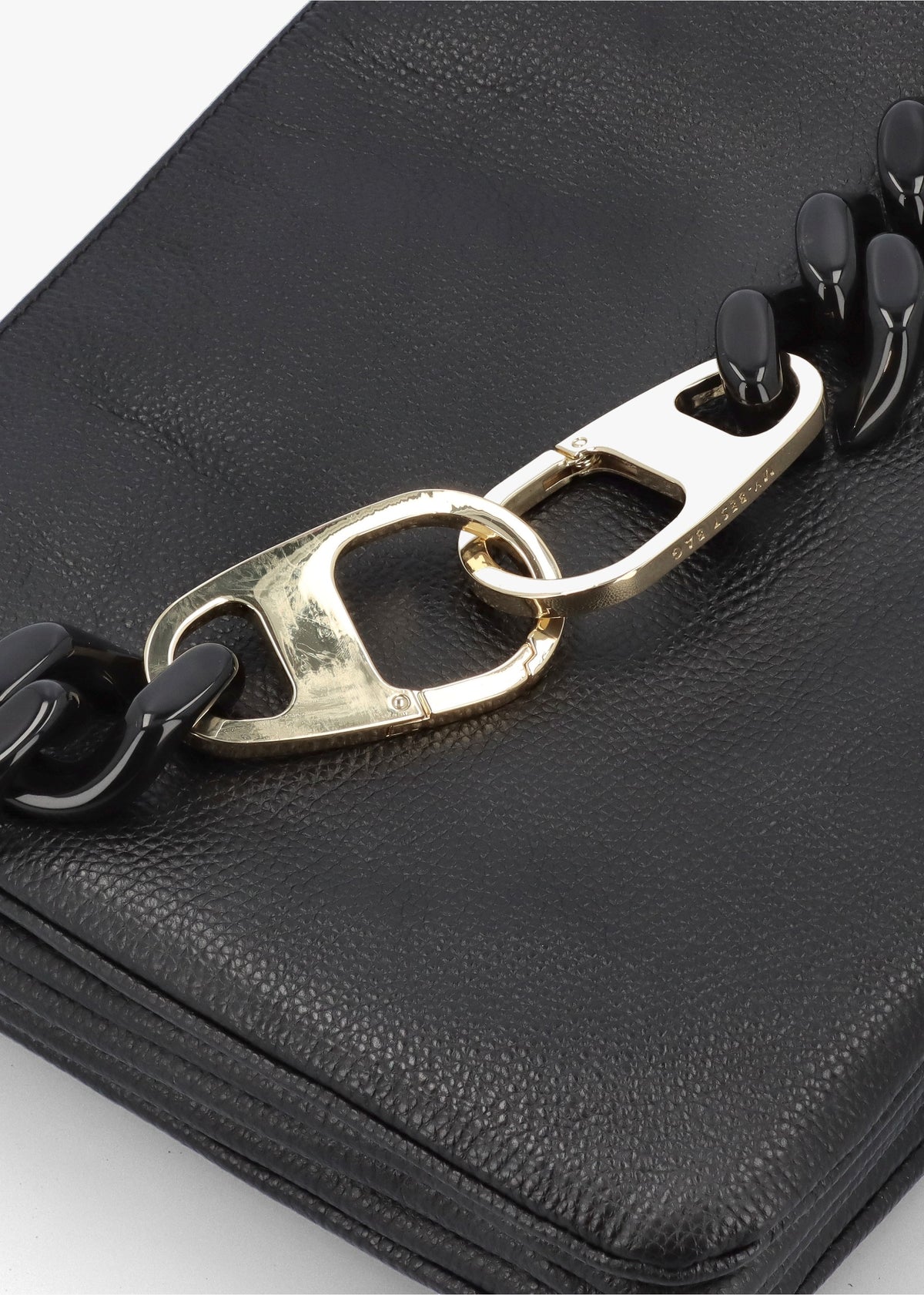 Black Leather Chunky Chain Strap Shoulder Bag